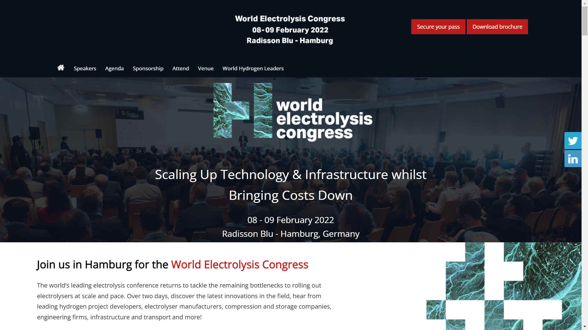 World Electrolysis Congress, Radisson Blu, Hamburg, Germany 8th February 2022